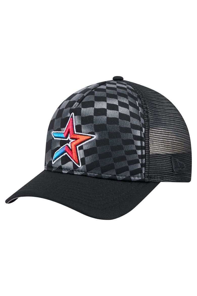 Men's New Era Black Houston Astros Gradient 9FORTY A-Frame M-Crown Trucker Adjustable Hat, Main, color, Black
