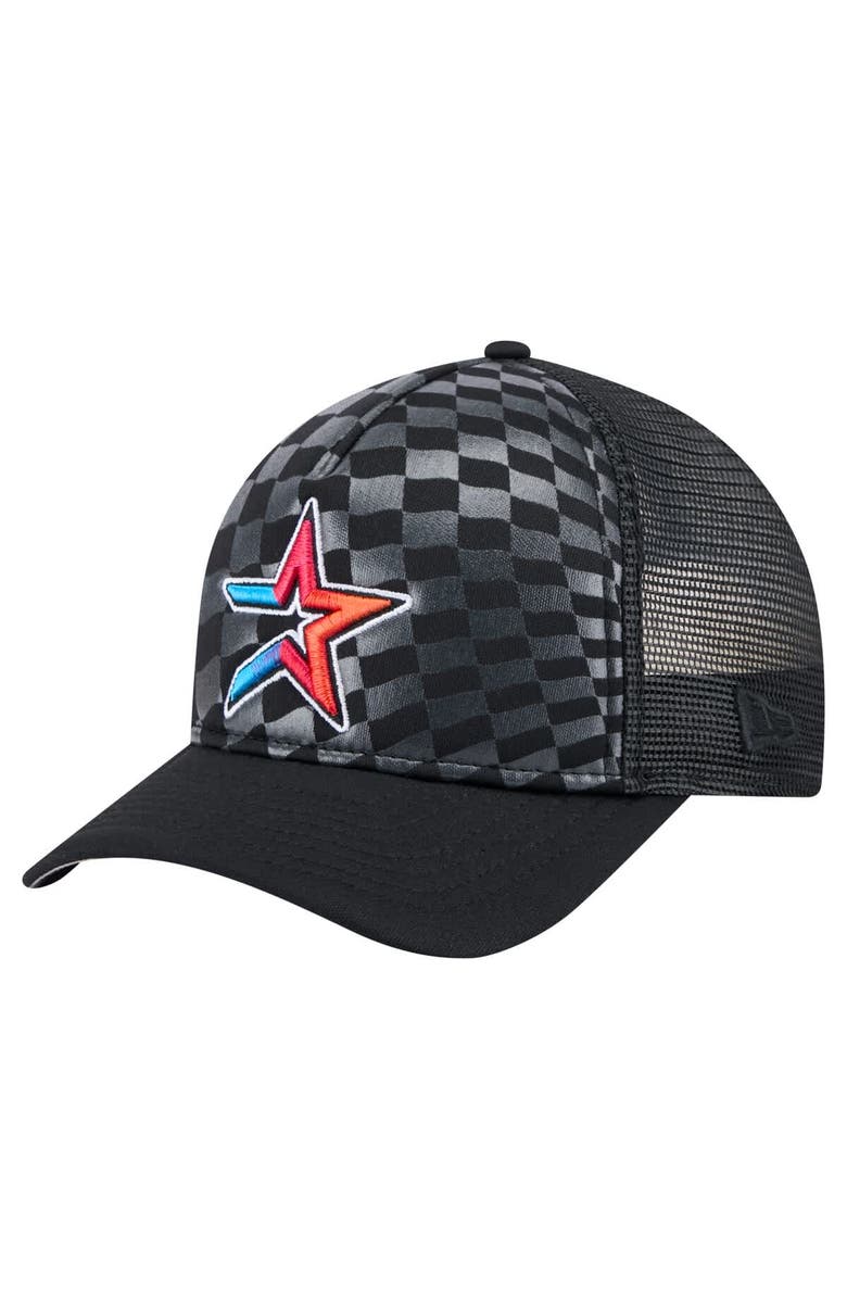 New Era Men's New Era Black Houston Astros Gradient 9FORTY A-Frame M-Crown Trucker Adjustable Hat, Main, color, Black