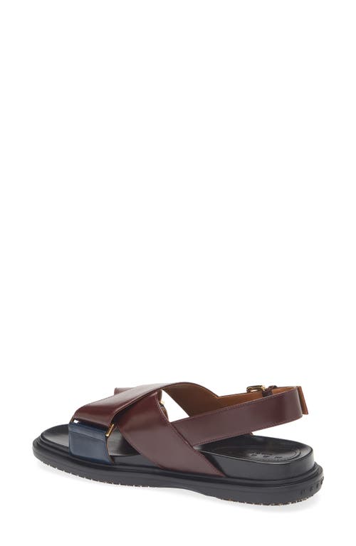 Marni Fussbett Two-tone Leather Slingback Sandals In Brown