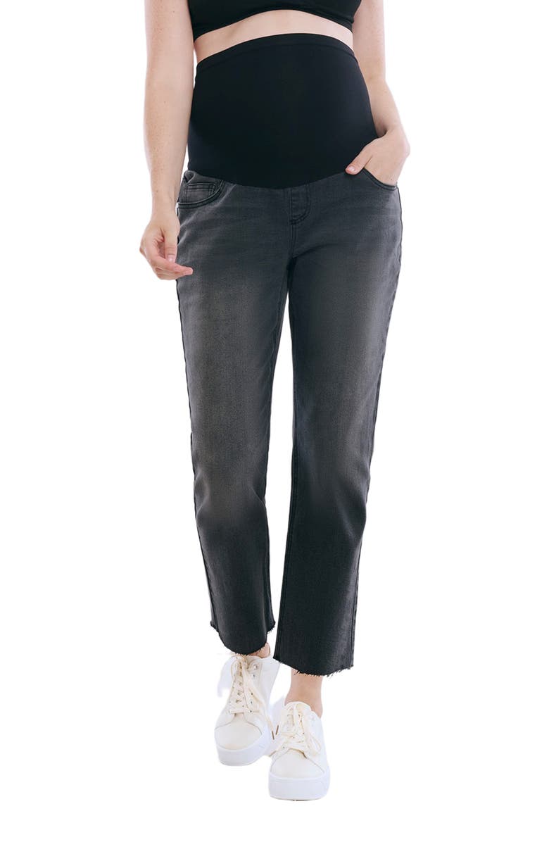 MOTHERHOOD MATERNITY Secret Fit Over the Belly Slim Straight Leg Jeans, Alternate, color, Black