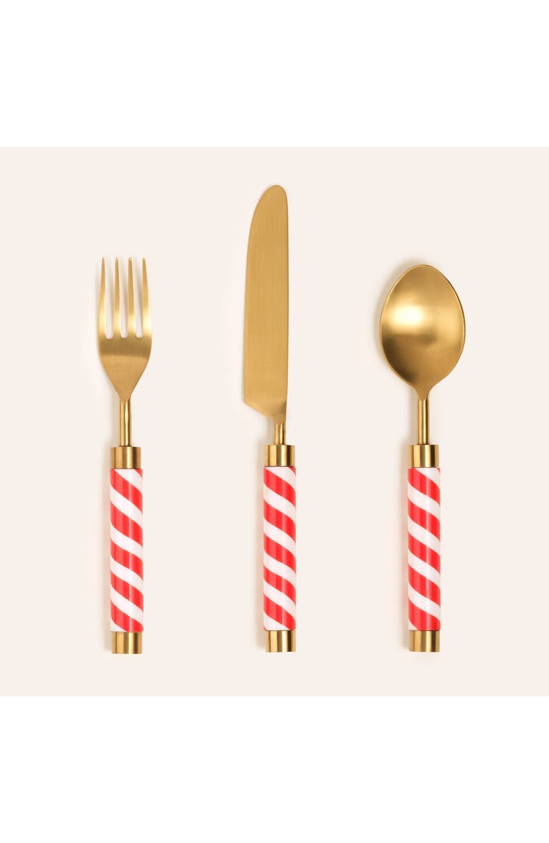 Zsa Zsa Zsu Rampur Set Of 3 Steel Cutlery Spiral, Main, color, Gold