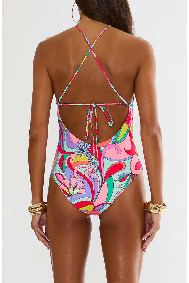 Lumi Floral Halter One-Piece Swimsuit, Alternate, color, POP FLORAL