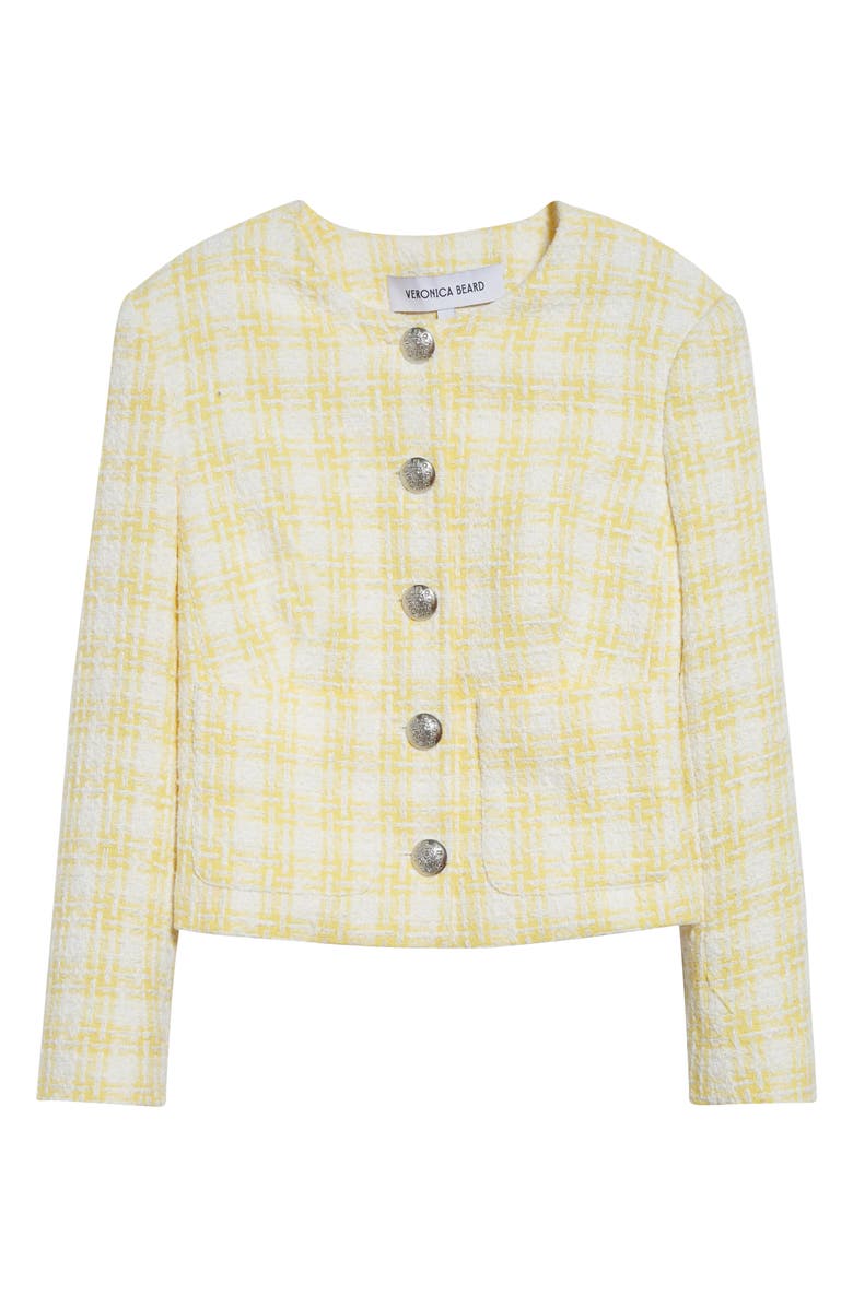 Veronica Beard Nathan Check Cotton Blend Tweed Jacket, Alternate, color, Pale Yellow/ White