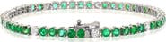 SOUZANA by Suzy Levian 14K White Gold Emerald & Diamond 5.90cttw Tennis Bracelet