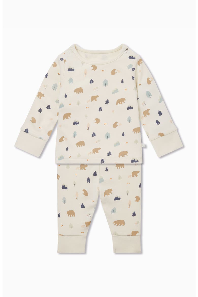 Dino Print Two-Piece Fitted Pajamas, Main, color, London