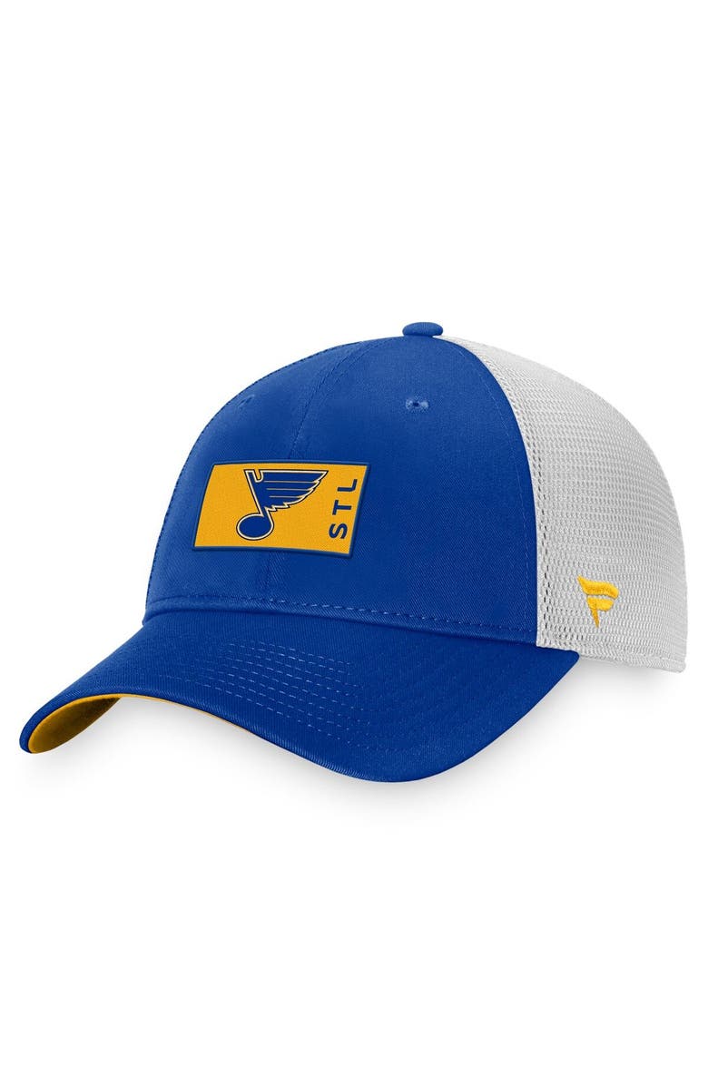 FANATICS Men's Fanatics Branded Blue/White St. Louis Blues Authentic Pro Rink Trucker Snapback Hat, Main, color, Blue