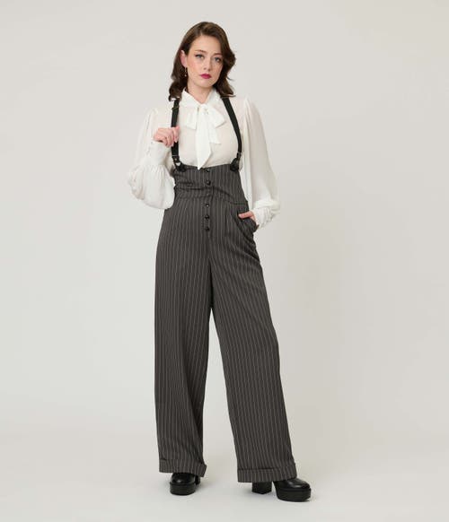 Unique Vintage Thelma High Waist Suspender Pants In Green