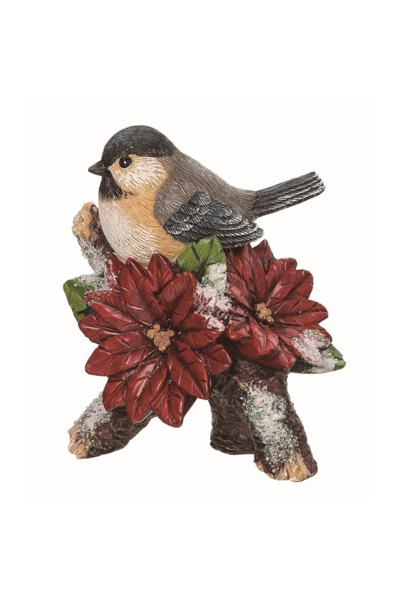Resin Multicolored Christmas Snowy Branch Oriole Figurine, Main, color, Multicolored