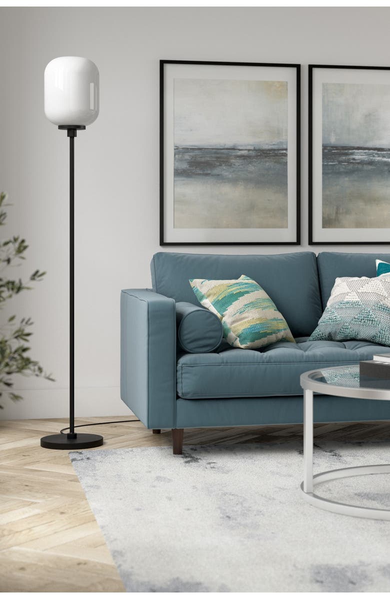 ADDISON AND LANE Agnolo Blackened Bronze Floor Lamp with White Milk Glass Shade, Alternate, color,