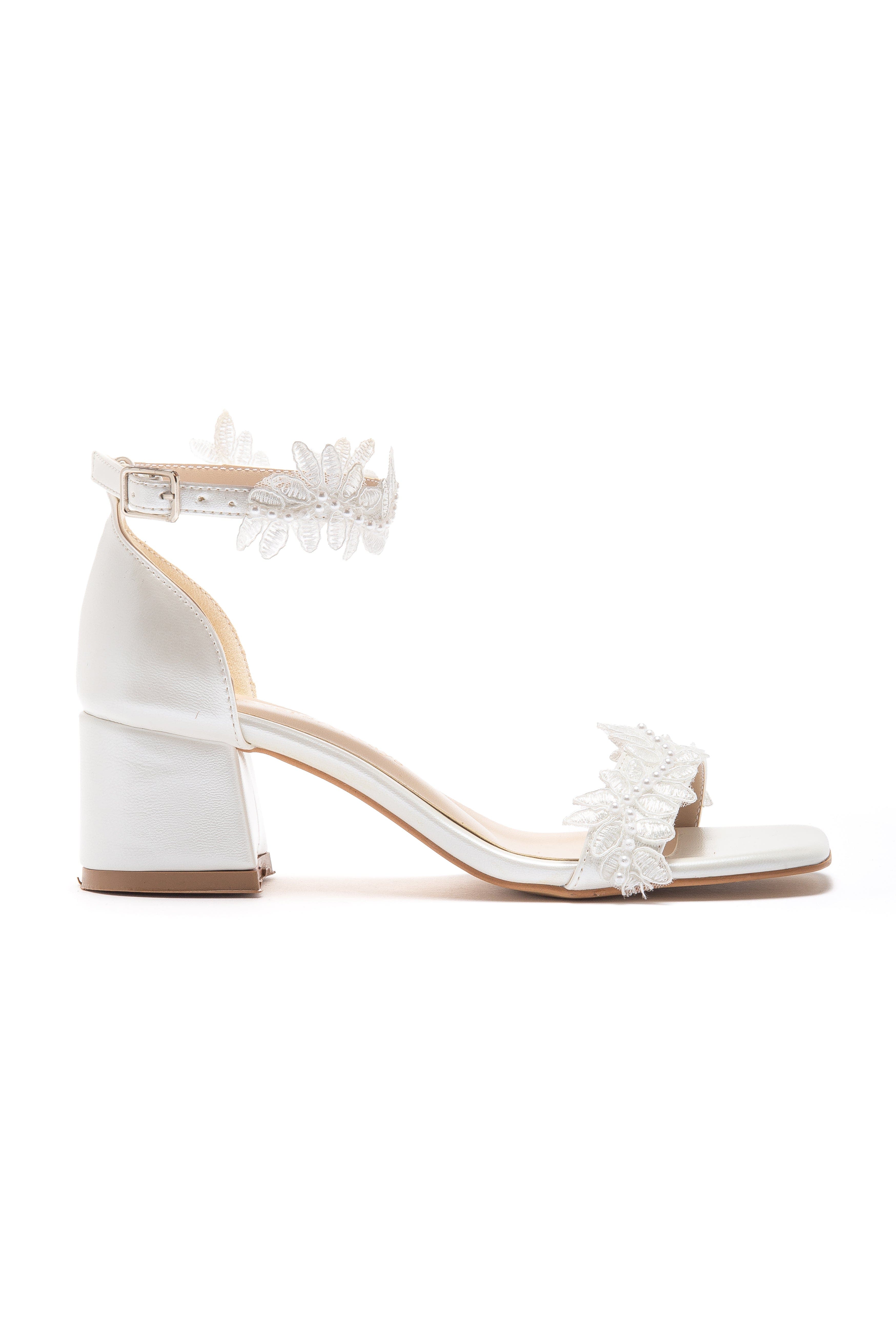 Forever & Always Shoes Elodie Bridal Lace Block Heel Sandal, Alternate, color, Ivory