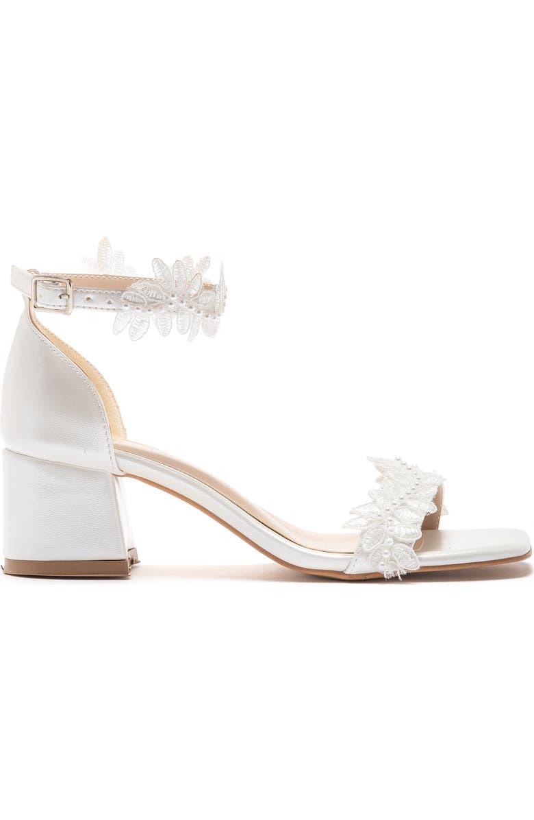 Forever & Always Shoes Elodie Bridal Lace Block Heel Sandal, Alternate, color, Ivory