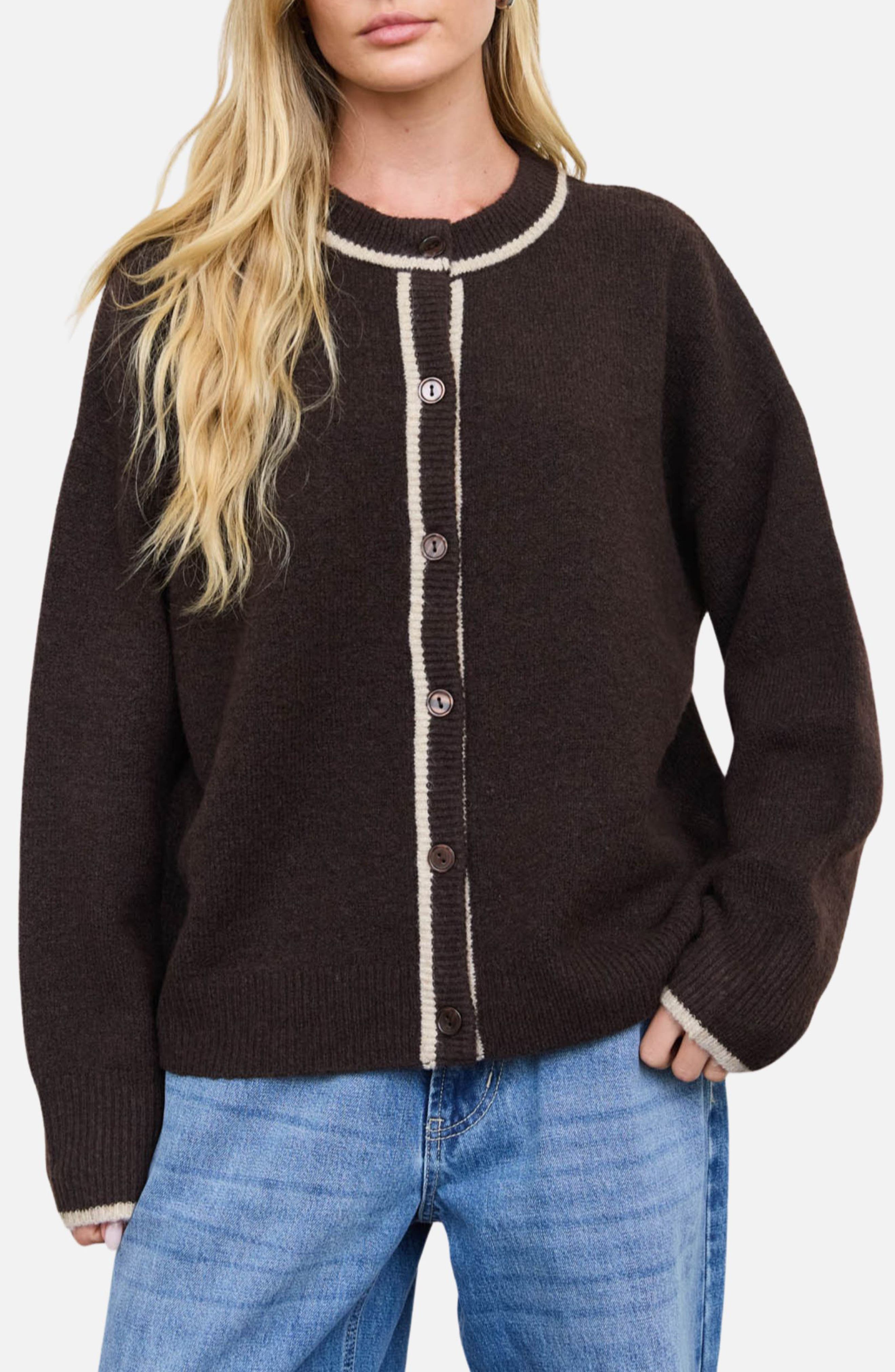 Contrast Trim Cardigan