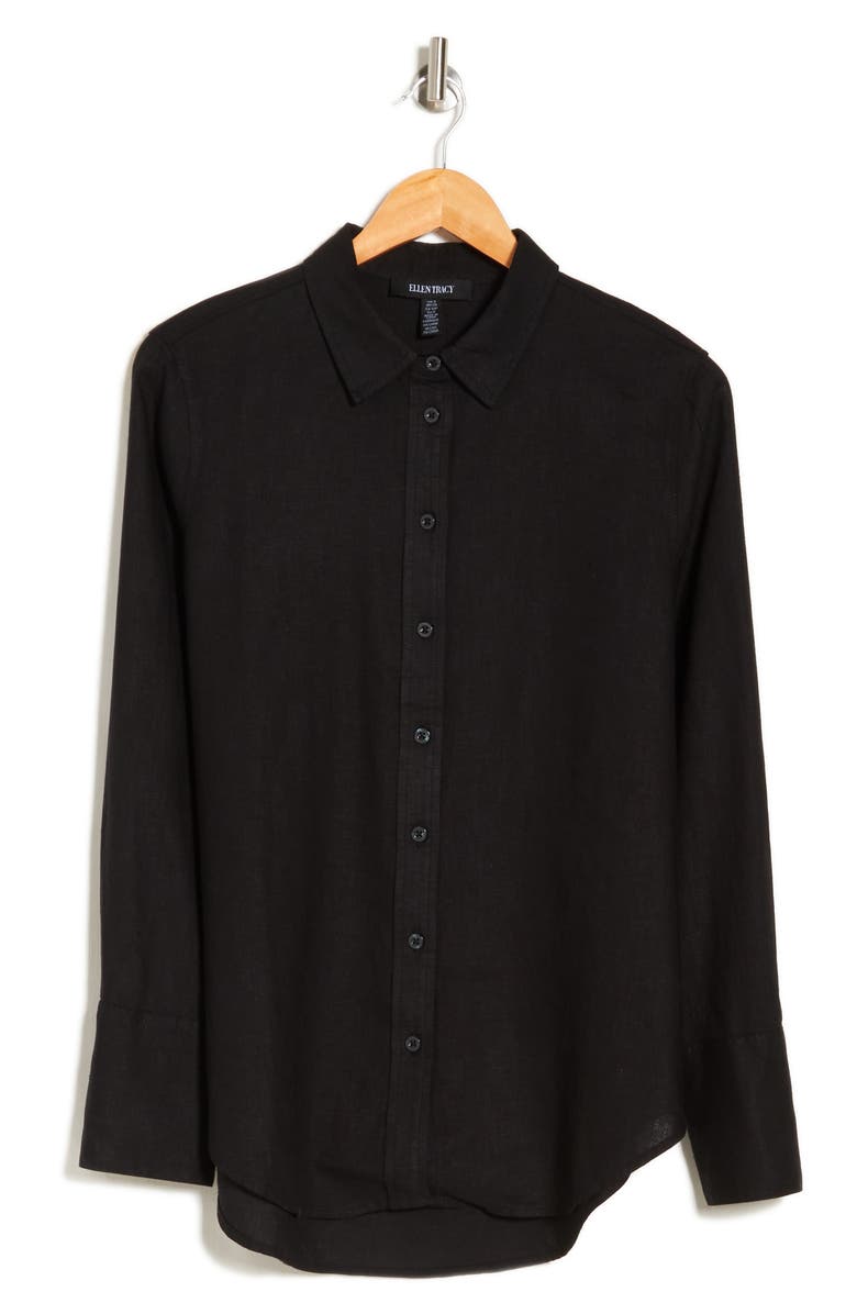 Ellen Tracy Linen Blend Button-Up Shirt, Alternate, color, 