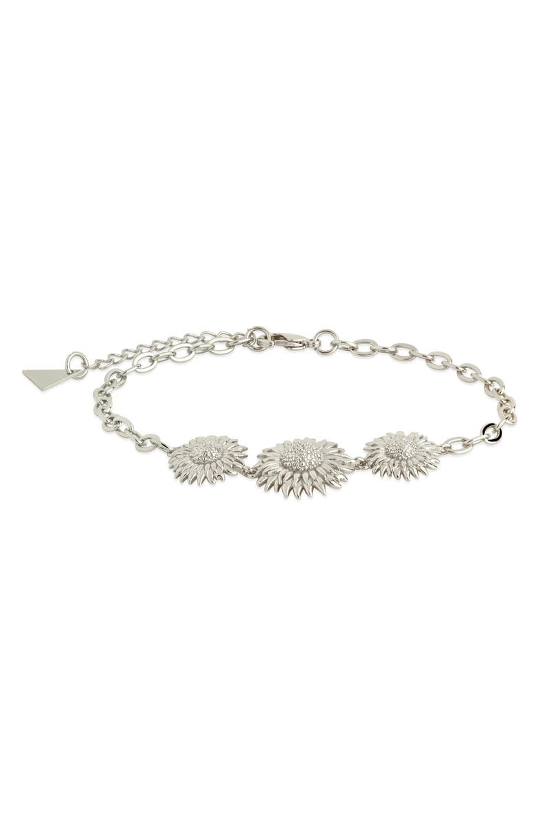 Sterling Forever Solaris Sunflower Chain Bracelet, Alternate, color, Silver