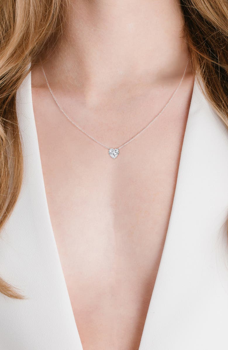 Crislu Adore Cubic Zirconia Heart Pendant Necklace, Alternate, color, Pure Platinum/ Clear Stone