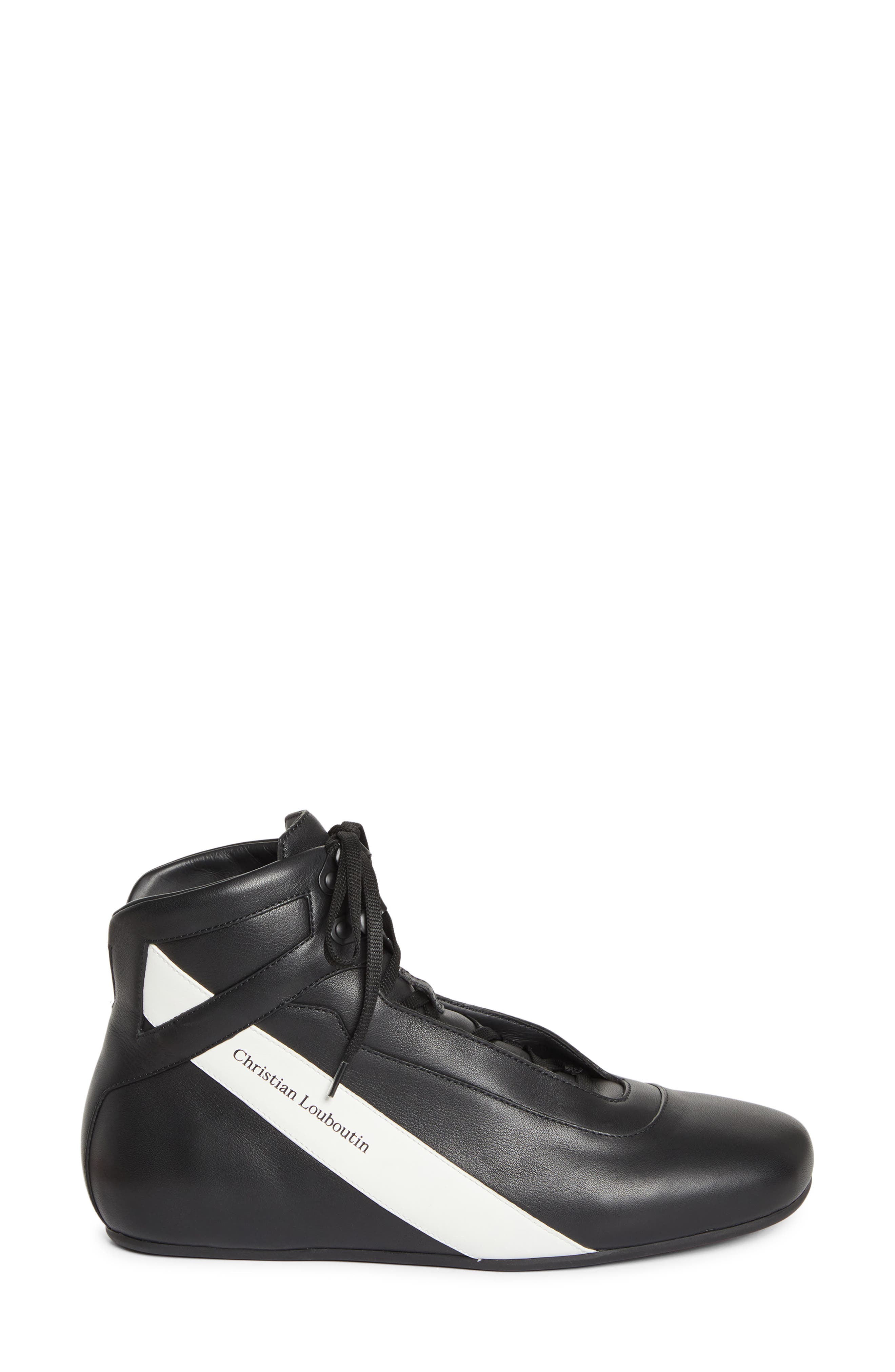 The Butterfly High Top Leather Sneaker, Alternate, color, BK09-BLACK/ WHITE