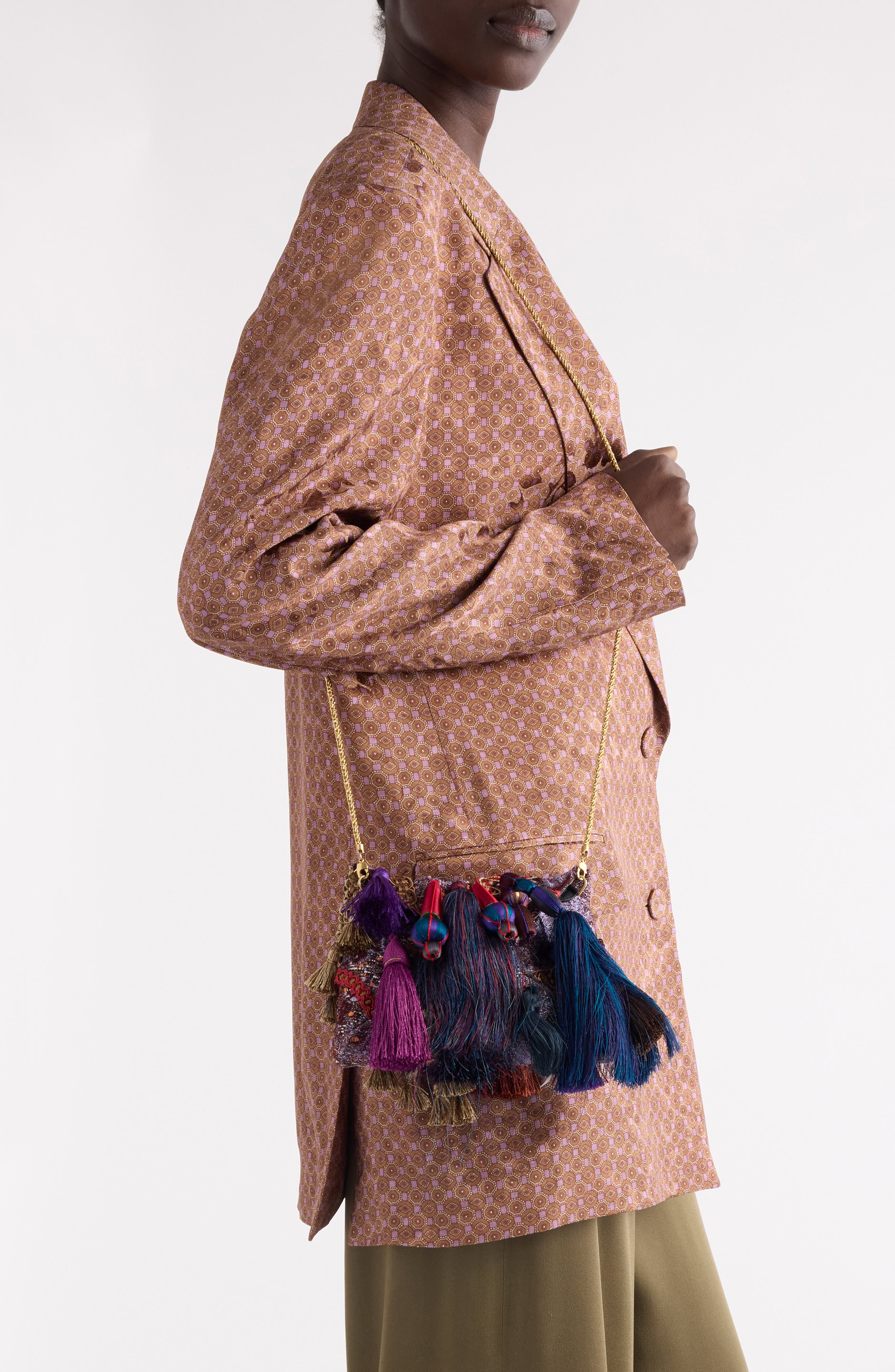 Dries Van Noten Tassel Trimmed Envelope Clutch, Alternate, color, 