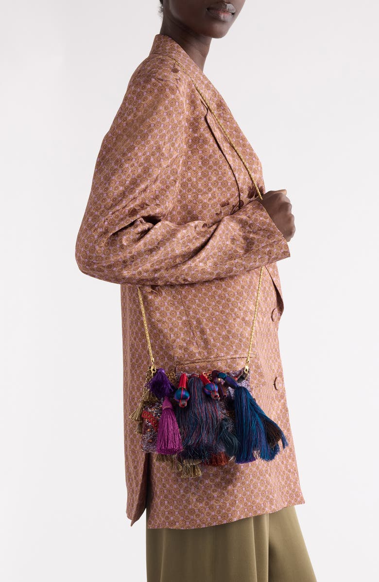 Dries Van Noten Tassel Trimmed Envelope Clutch, Alternate, color,