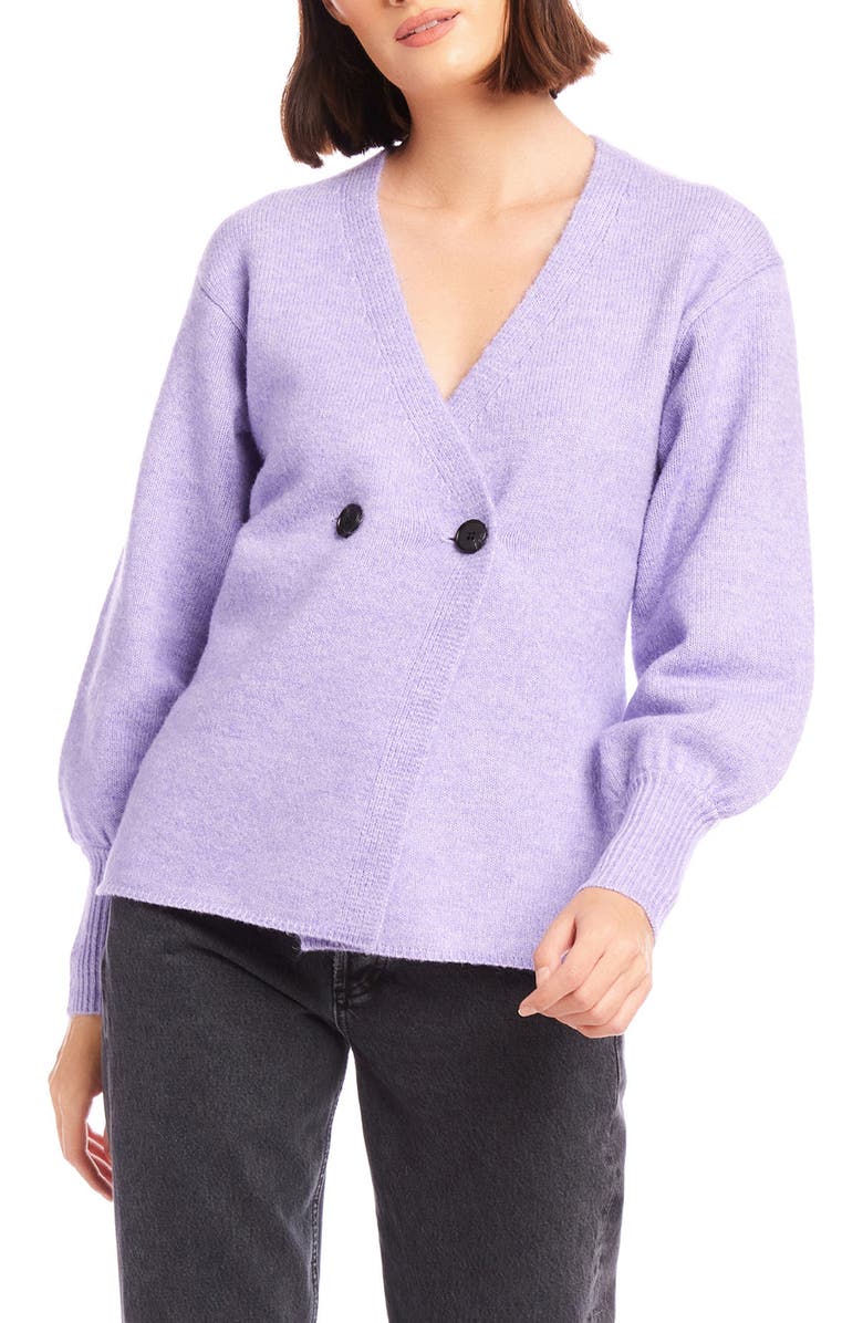FIFTEEN TWENTY Lucy Double Breasted Cardigan, Main, color, Lilac