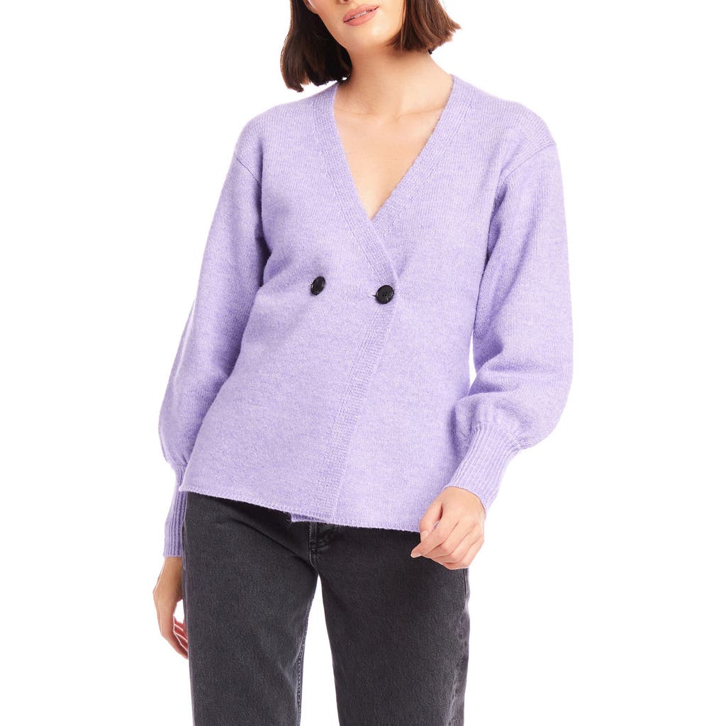 Shop Fifteen Twenty Lucy Double Breasted Cardigan In Lilac