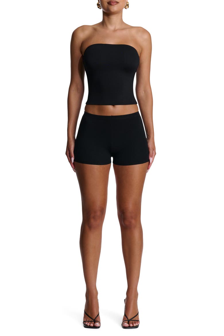 Stretch Knit Hotpants, Alternate, color, BLACK