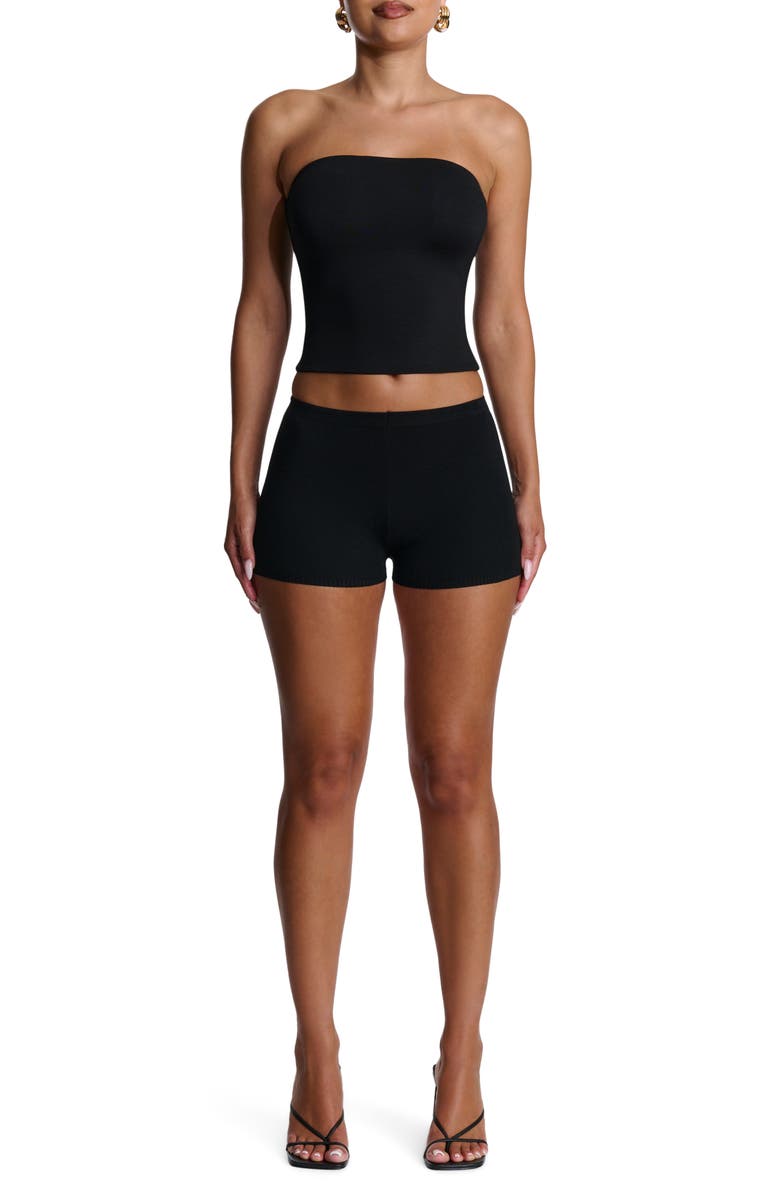 Naked Wardrobe Stretch Knit Hotpants, Alternate, color, Black