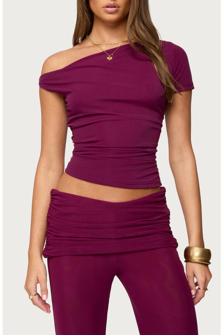 Halli Twist One-Shoulder Top, Main, color, BURGUNDY