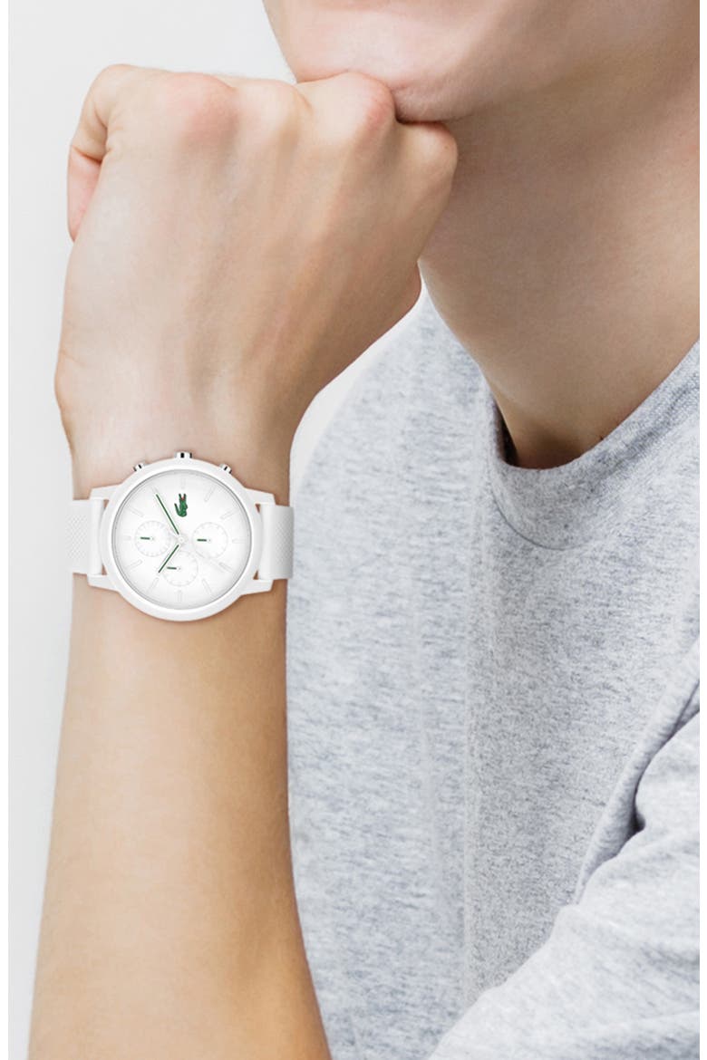 12.12 Chronograph Silicone Strap Watch, 44mm, Alternate, color, WHITE