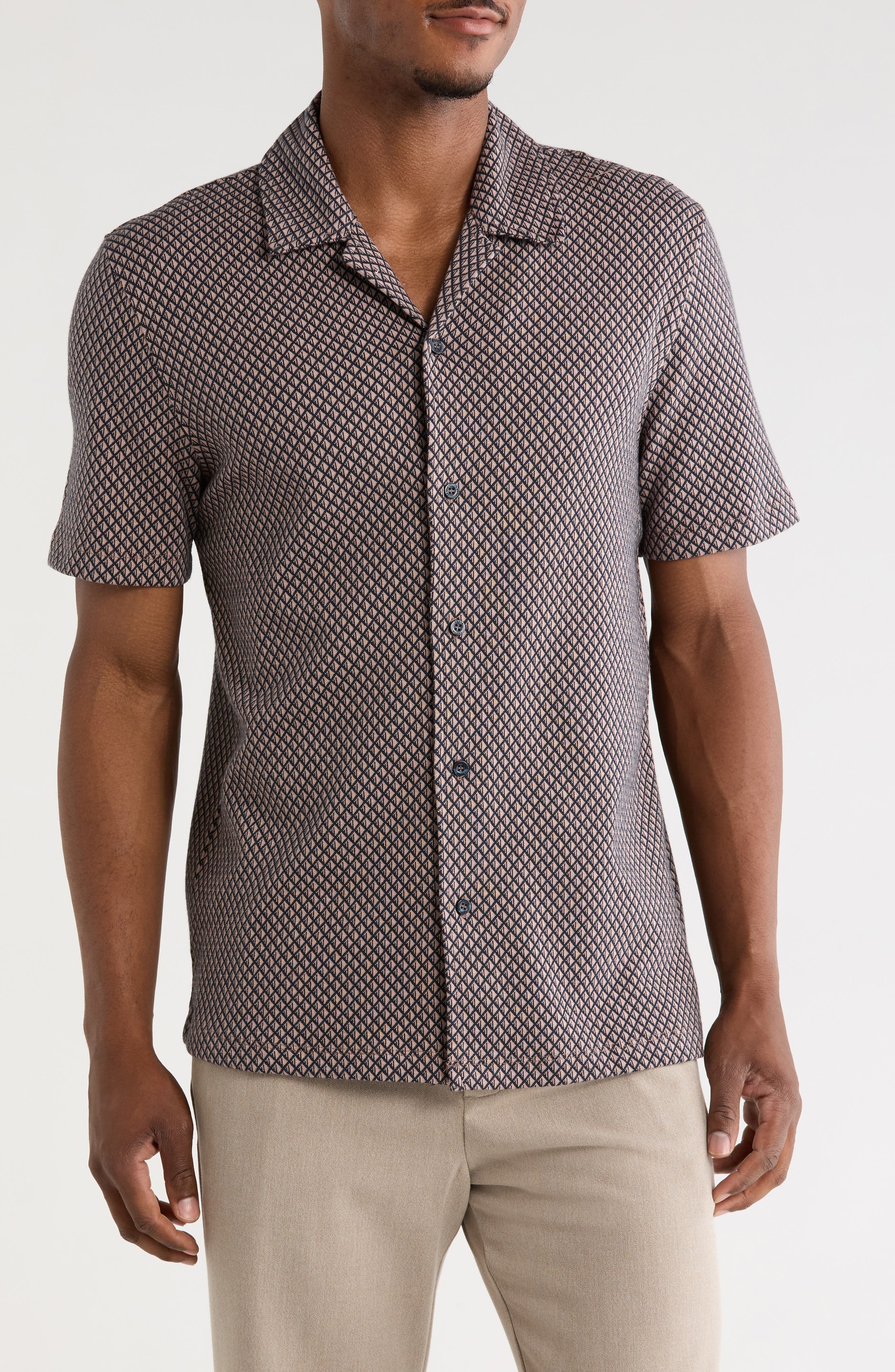 Geometric Jacquard Camp Shirt