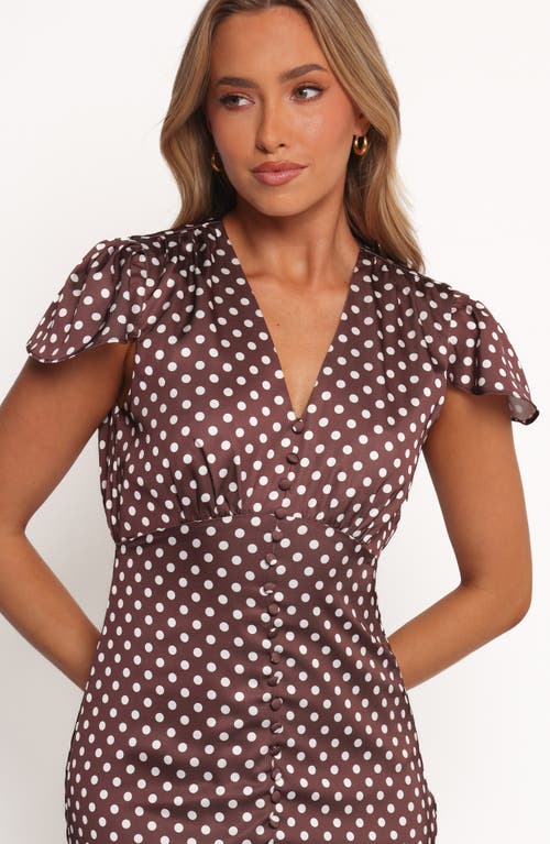 Petal And Pup Petal & Pup Dean Polka Dot Satin Maxi Dress In Brown