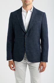 Paul Smith Navy Slub Wool & Cotton Blend Sport Coat