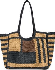 Collection XIIX Stripe Raffia Tote Bag