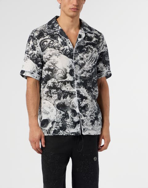 Linen Bowling Shirt All-Over Ceramic Men