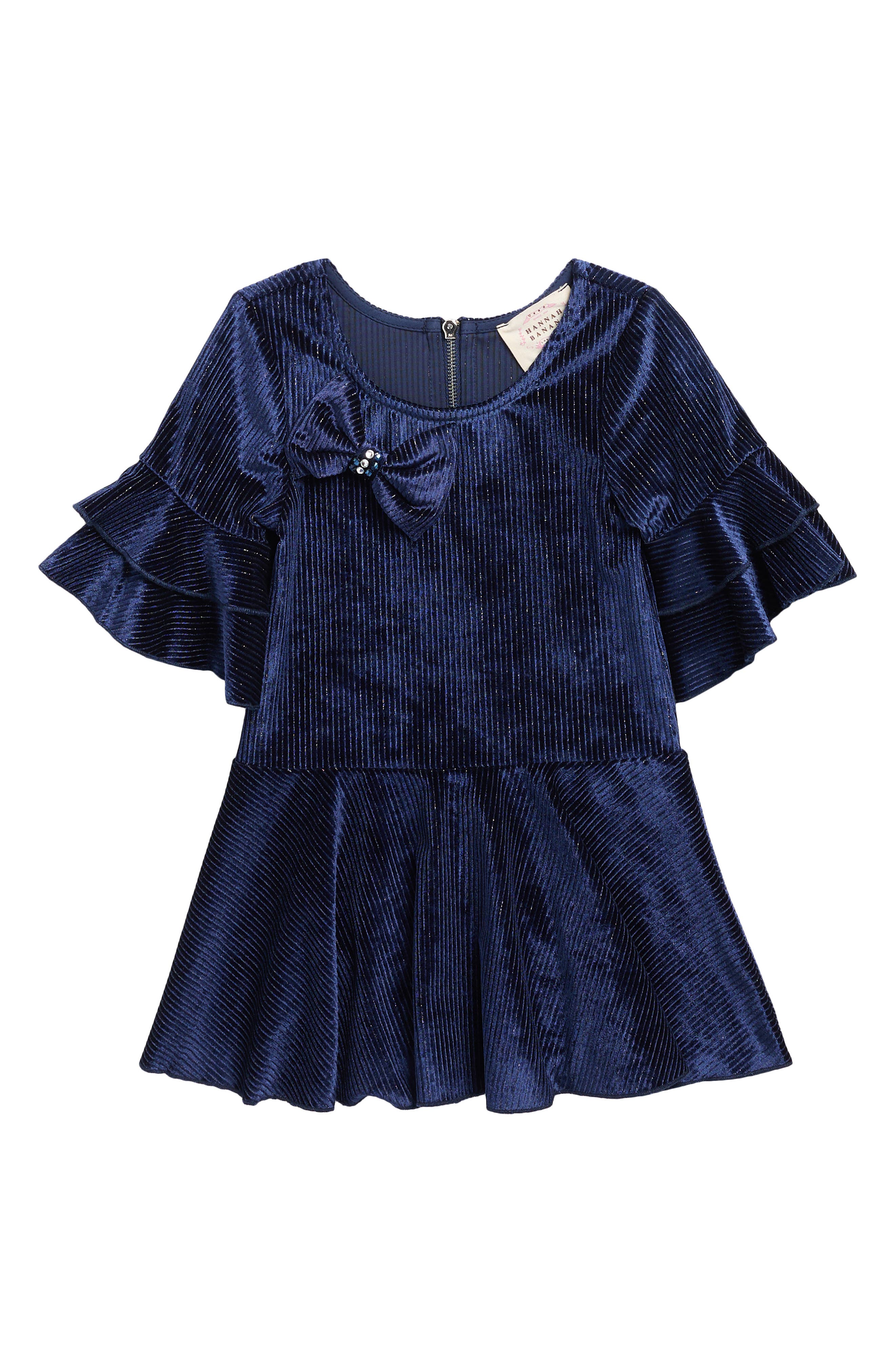 Hannah Banana Kids' Ruffle Velvet Dress
