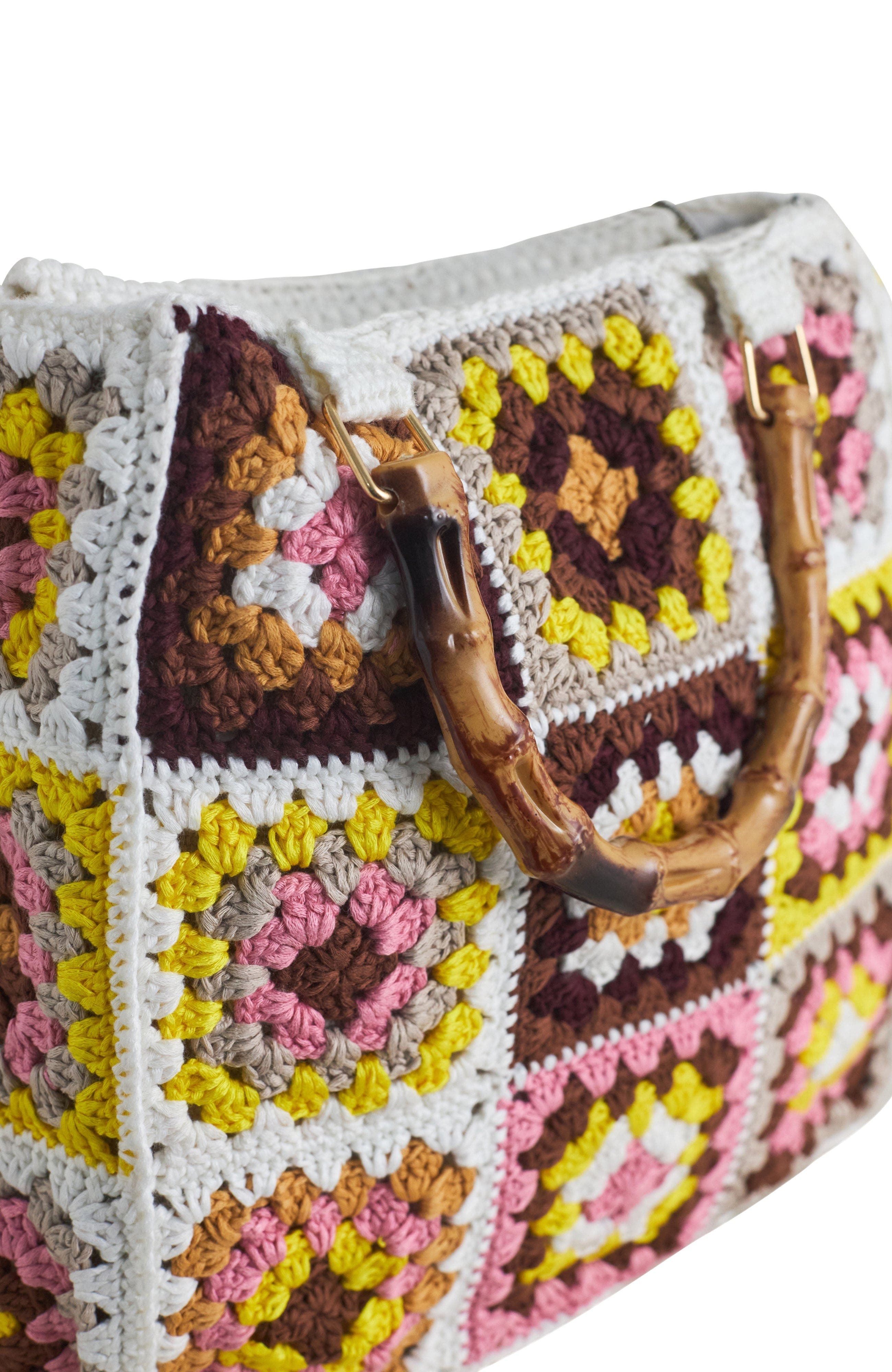 Solomon & Sage Granny Square Crochet Tote Bag, Alternate, color, Brown