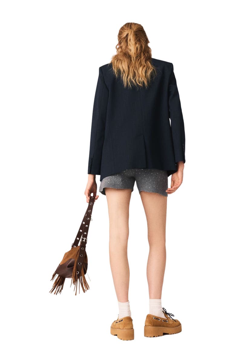 maje Knit shorts with rhinestones, Alternate, color, Grey