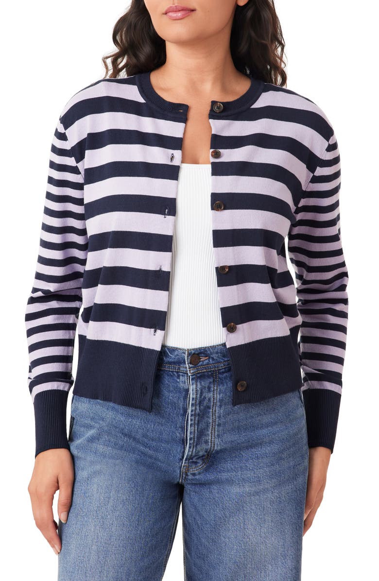 Scotch & Soda Stripe Cardigan, Main, color, Sky Captain/ Lavender Stripe