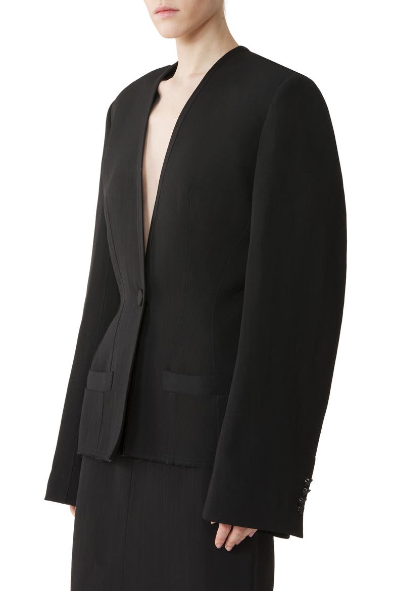 Silk And Viscose Open-Back Jacket, Alternate, color, Black