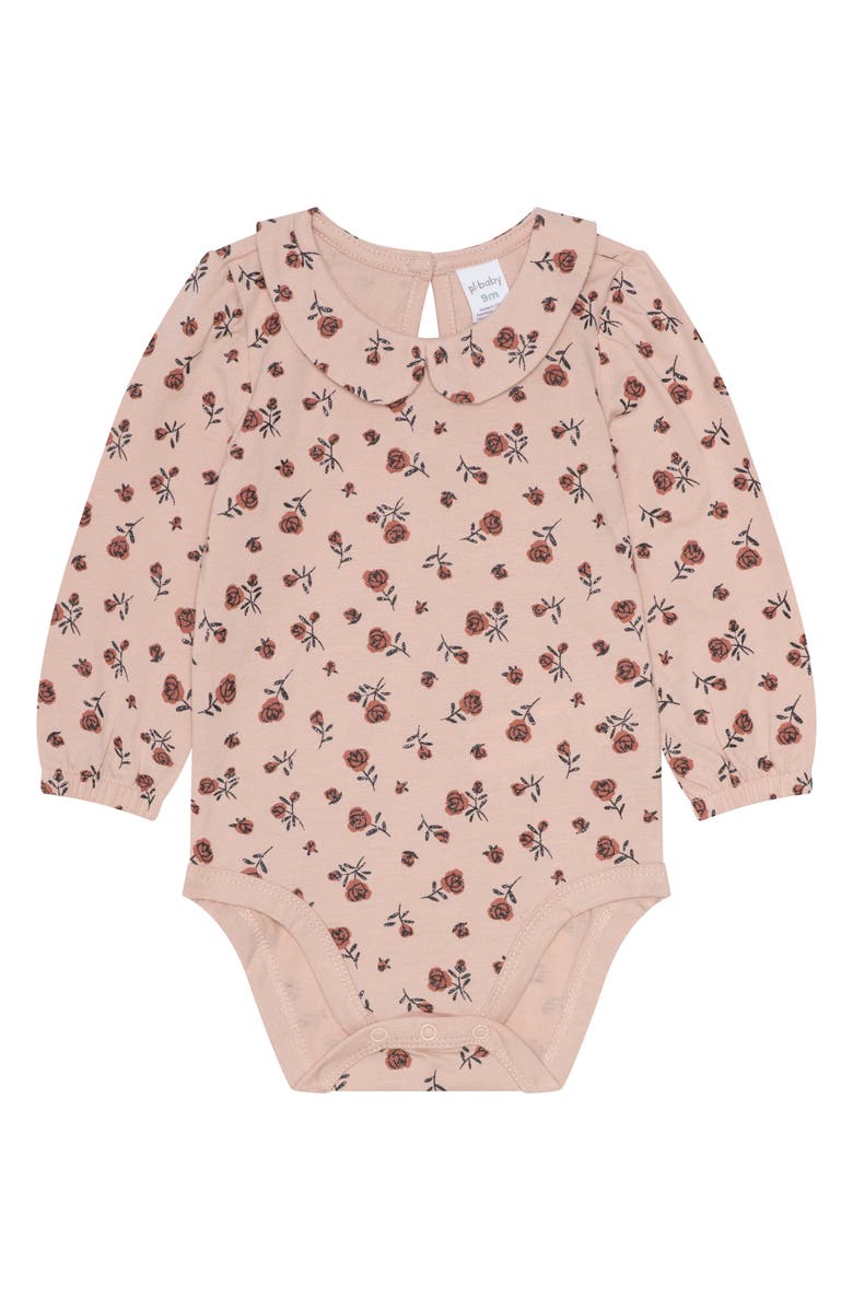 PL Baby by Petit Lem Floral Bodysuit, Faux Leather Skirt, Socks & Headband Set, Alternate, color, Pink Floral