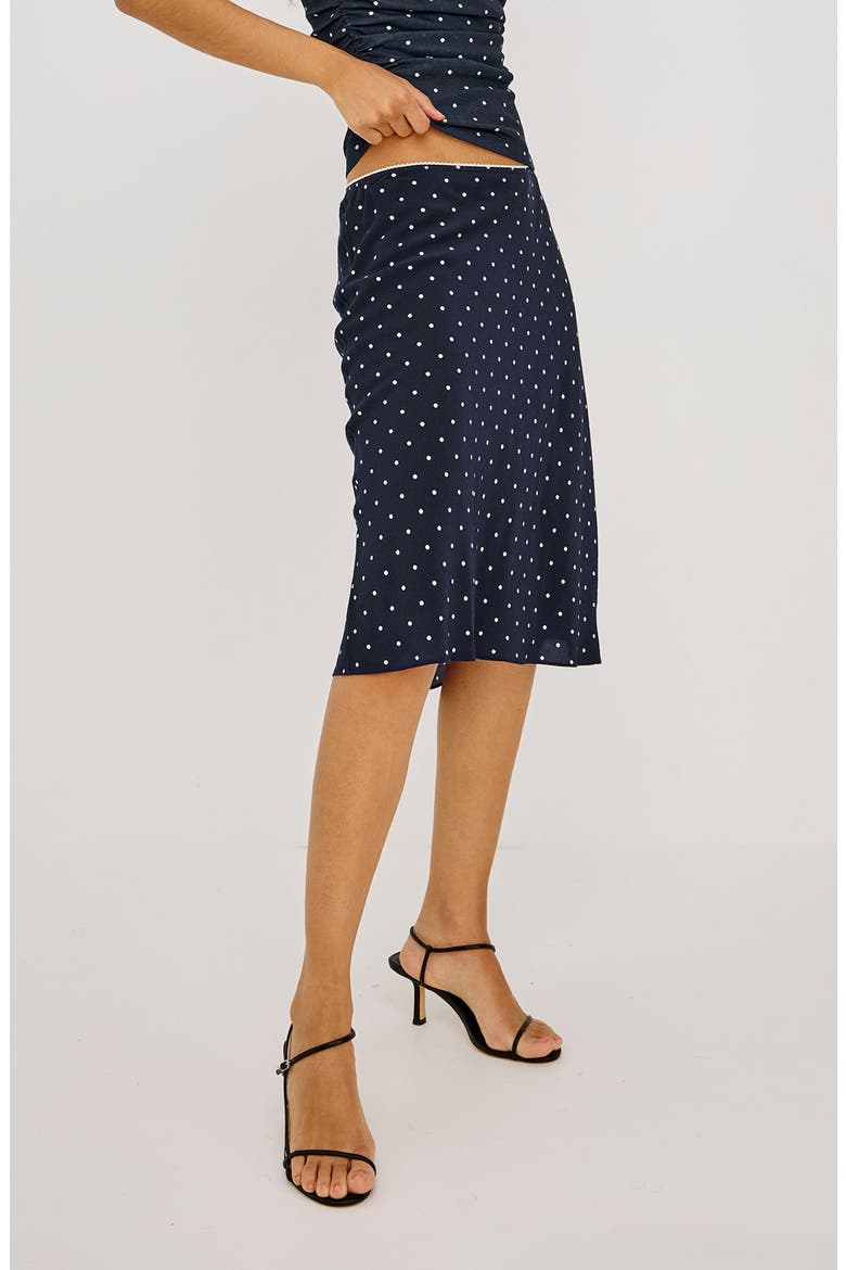Jolene Polka Dot Midi Skirt, Alternate, color, NAVY POLKA DOTS