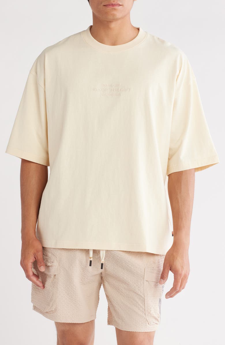 HONOR THE GIFT Embroidery Box Tee, Main, color,