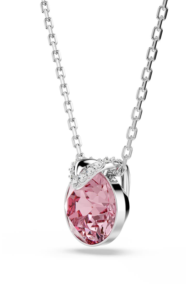 Bella Crystal Pendant Necklace, Alternate, color, PINK/ SILVER