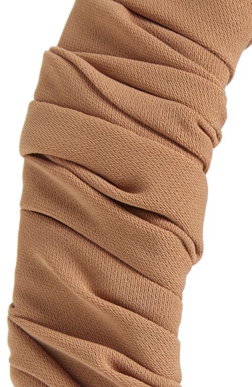 Tasha Ruched Satin Headband In Tan