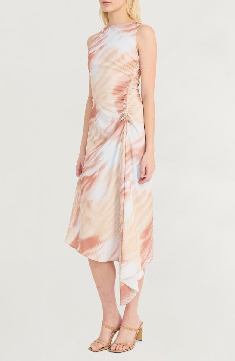 Luxely Asymmetric Satin Midi Dress, Alternate, color, 