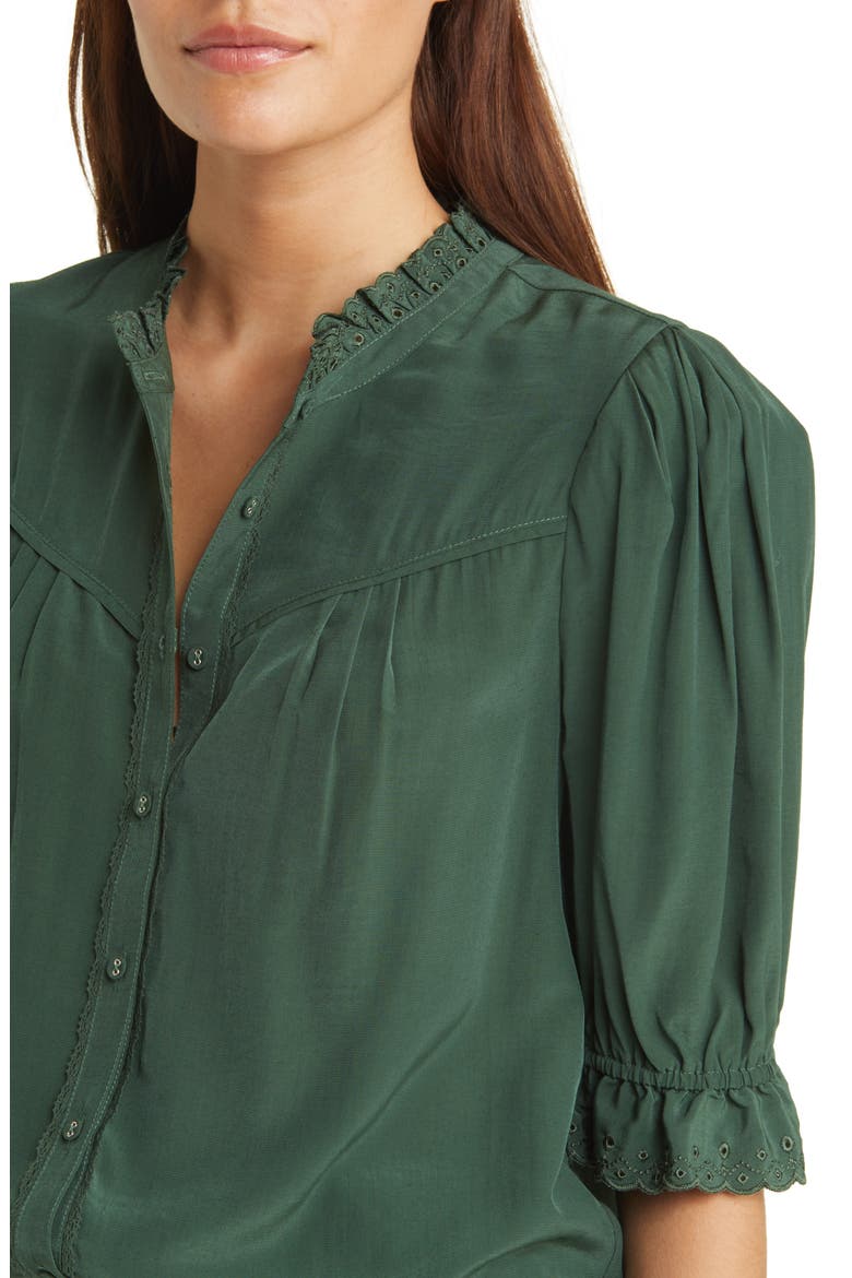 Eyelet Accent Top (Nordstrom Exclusive), Alternate, color, BOTTLE GREEN