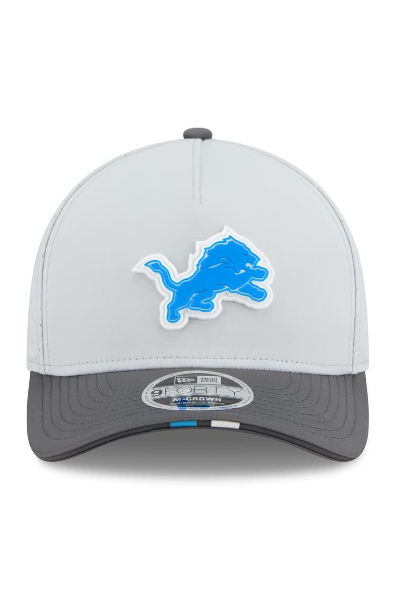 New Era Men's New Era  Gray/Graphite Detroit Lions 2025 NFL Training Camp A-Frame 9FORTY Adjustable Hat, Alternate, color, 