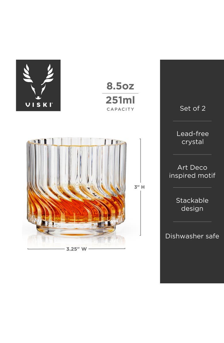 Viski Zephyr Crystal Lowball Tumblers Set of 2, Alternate, color, Clear