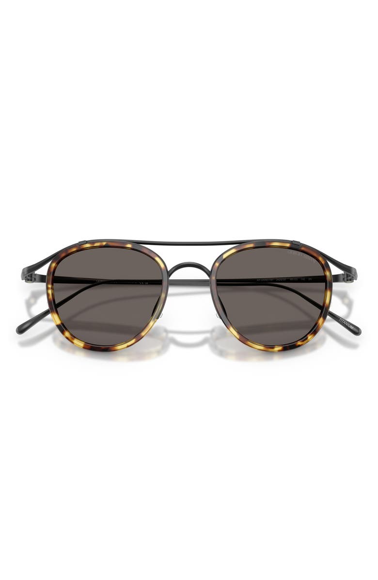 ARMANI 46mm Round Sunglasses, Alternate, color, Matte Black / Dark Grey