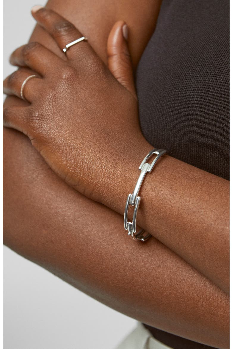 Signature Link Bangle, Alternate, color, STERLING SILVER