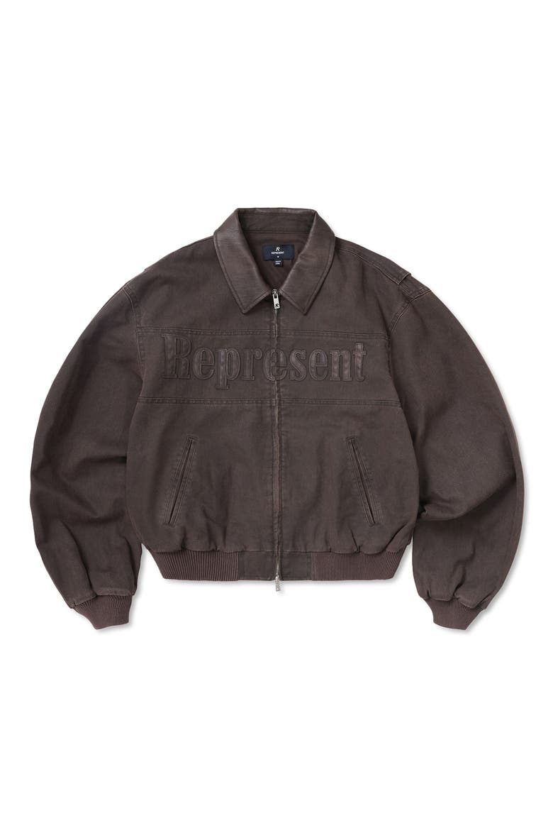 Roscoe Logo Detail Cotton Canvas Bomber Jacket, Alternate, color, WHISKY
